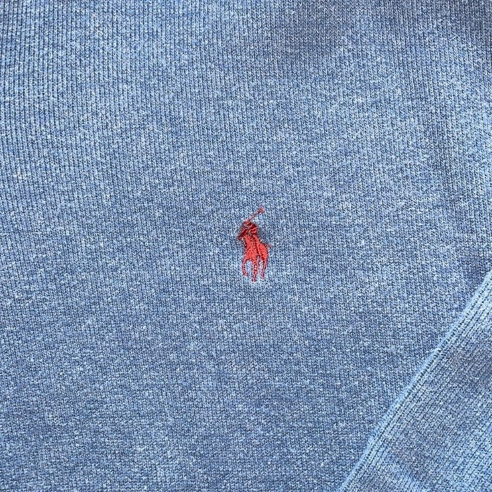 Polo Ralph Lauren 1/4 zip men’s blue medium weight cotton long sleeve shirt polo - Picture 5 of 5